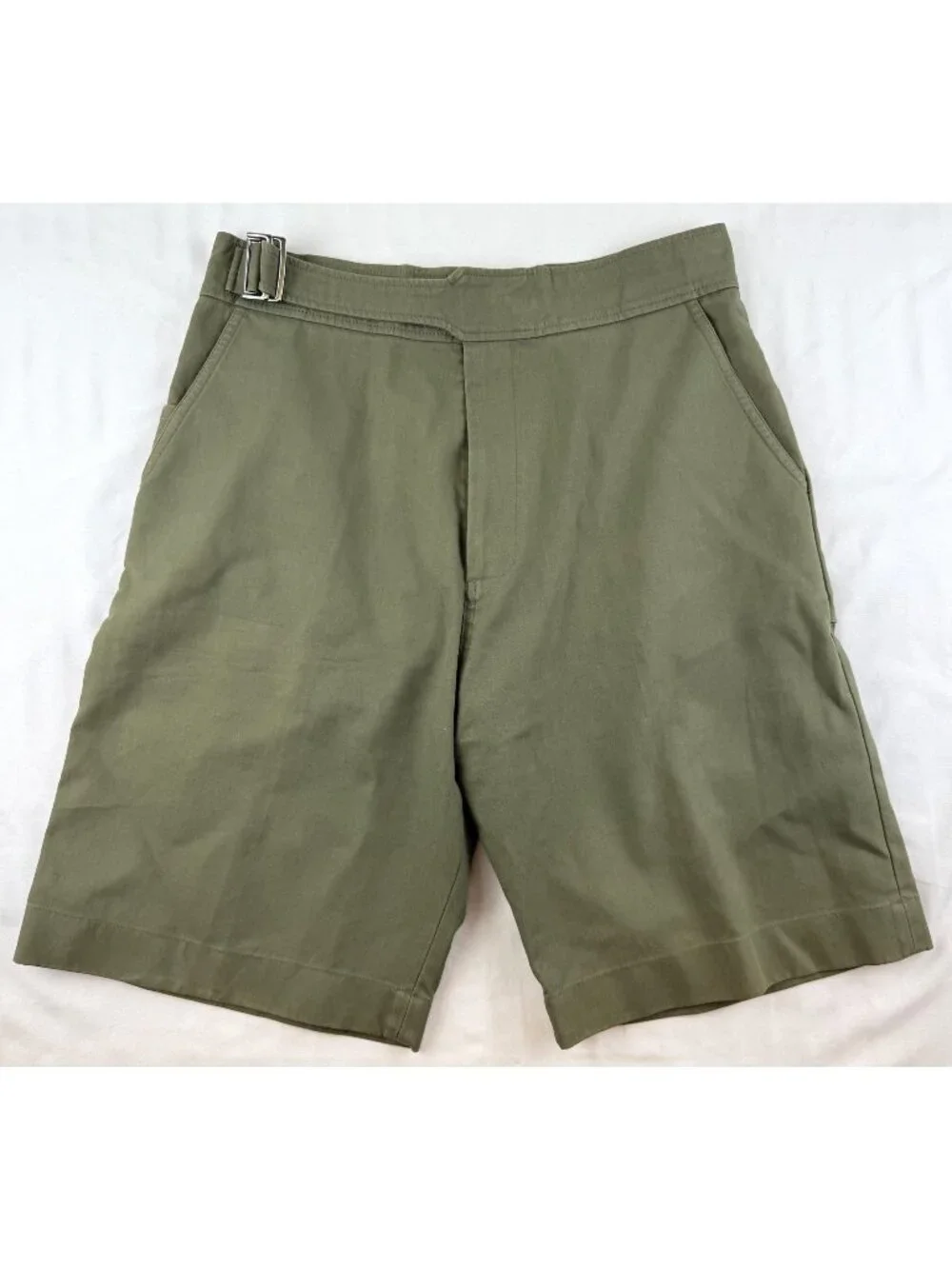 Studio Nicholson Berruti Shorts Olive Cotton Double Side Adjusters Tailored Berm - Picture 1 of 6
